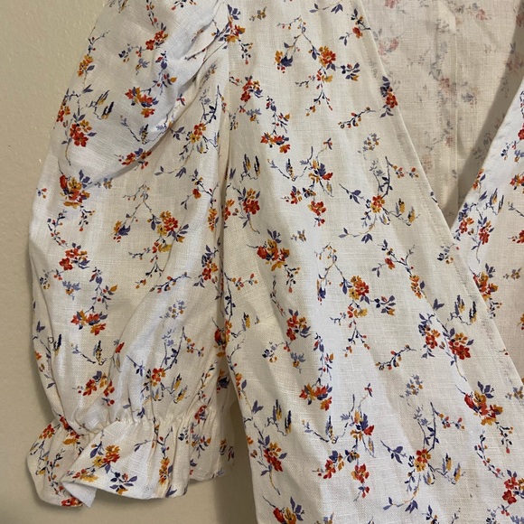 Reformation Floral Wrap Mini Dress - White and Pink - Picture 11 of 14